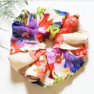 HANDMADE WATERCOLOR FLOWER SCRUNCHIE